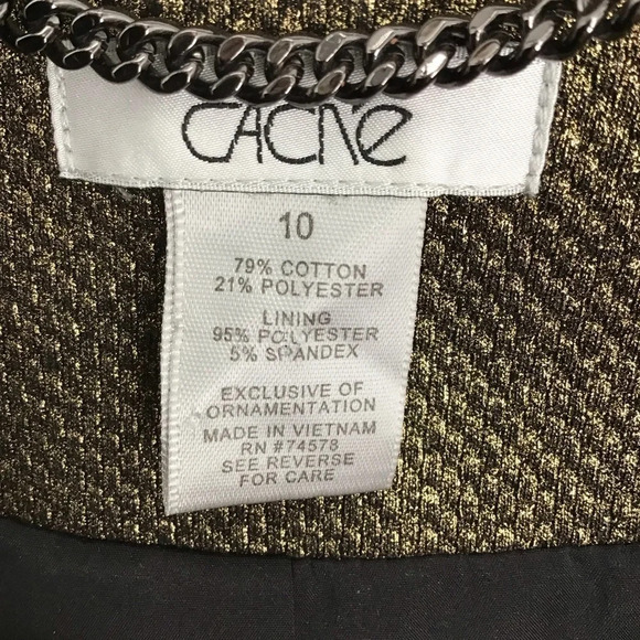 Cache Women’s Gold Metallic Blazer Jacket Career Special Occasion Size 10 - Picture 8 of 9